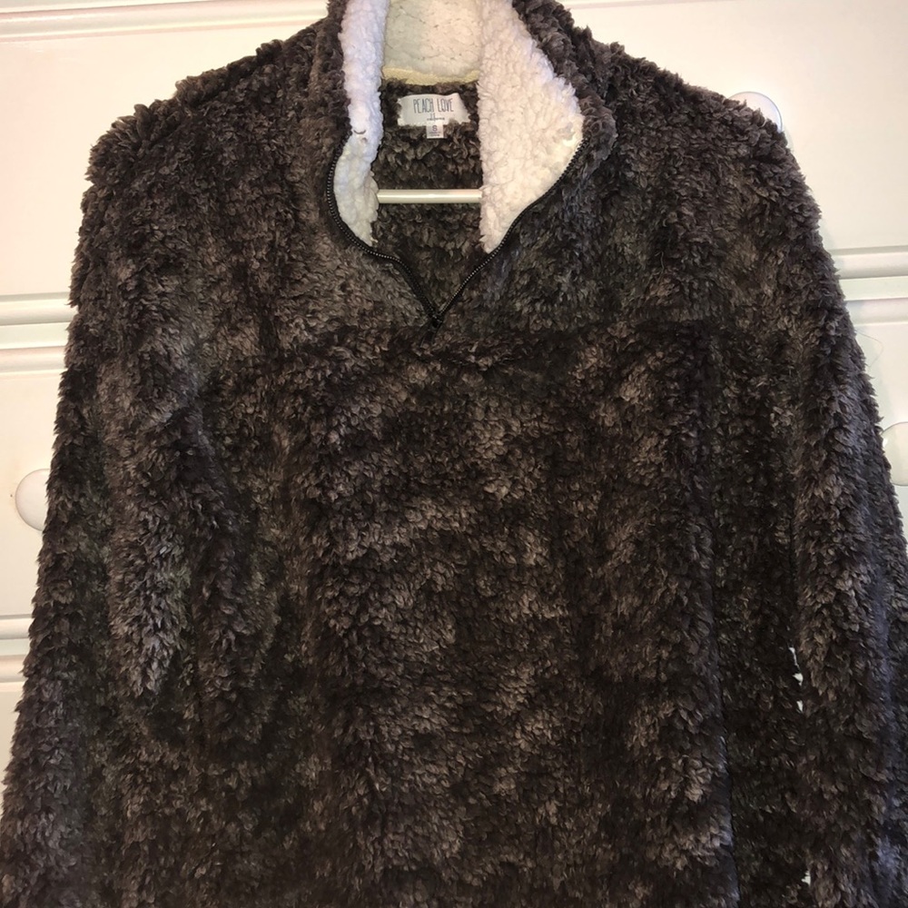 Brown and White Women’s Sherpa Quarter-Zip